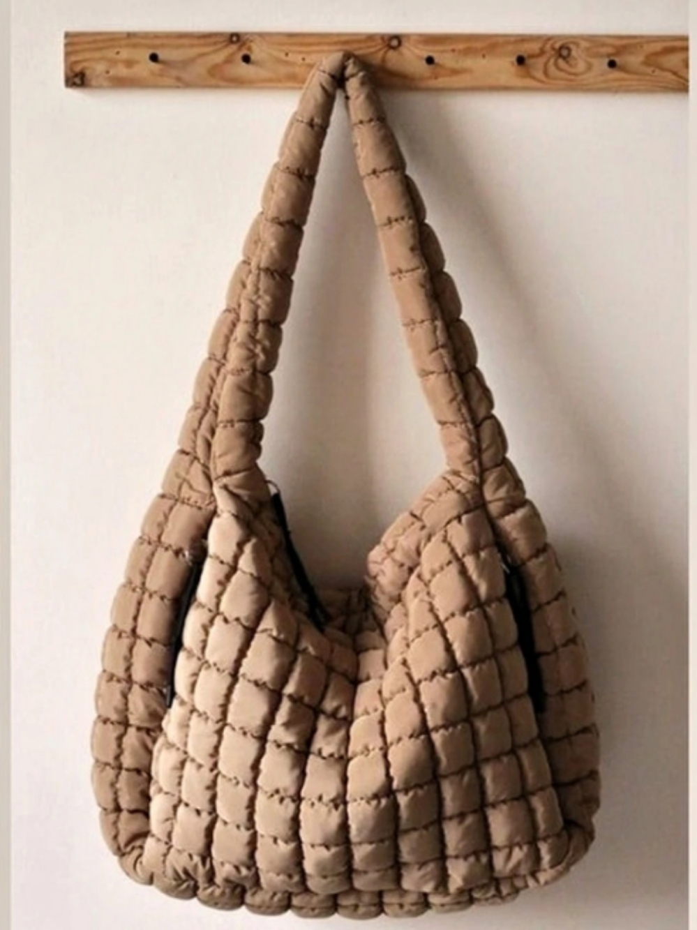 Oversized Quilted Shoulder Bag Brown